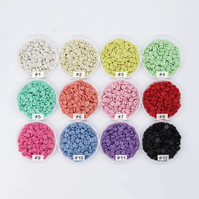 50-200pcs 6mm Frosted Flower Resin Sewing Buttons Solid Color Scrapbooking DIY Cartoon Doll Clothes Crafts Garment Accessories