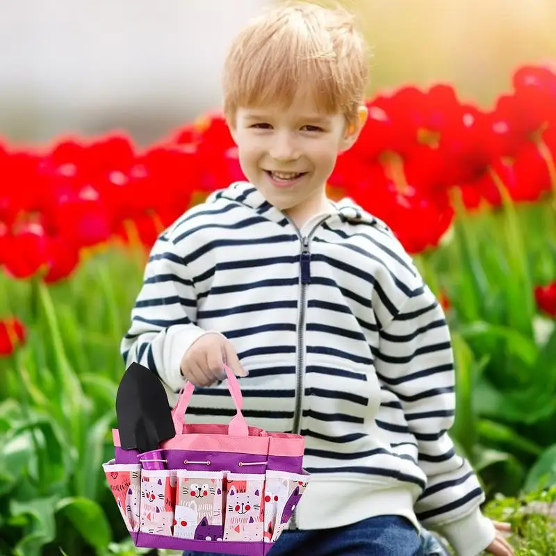 16 Stuks Kinderen Tuin Gereedschap Set Ijzeren Schop Troffel Hark Met Houten Handvat Voor Kinderen Outdoor Strand Schop Draagbare gereedschapstas