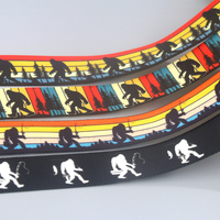 DHK 50yards Big Foot Printed Grosgrain Ribbon Accessories Material Headwear Decoration DIY Sewing Craft S2137