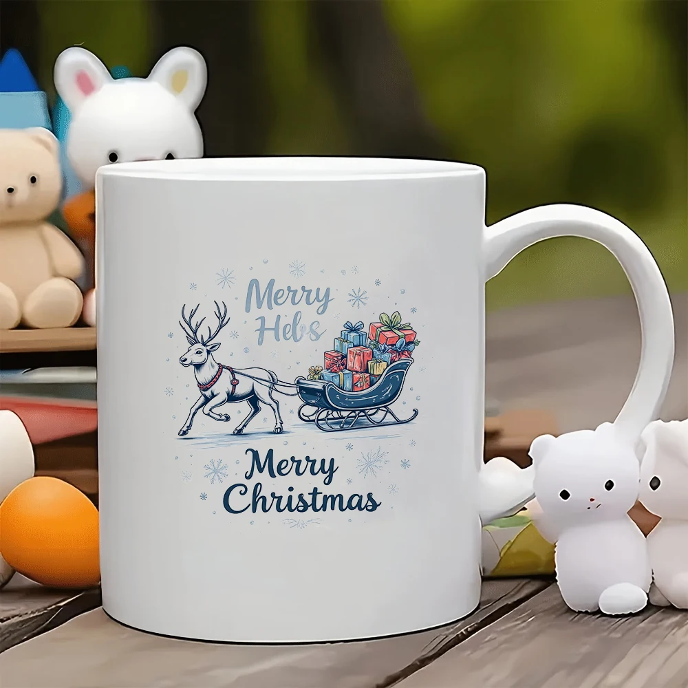 

11oz cartoon Christmas mug + Reindeer Sled Gift Box - Essential holiday gift for family office
