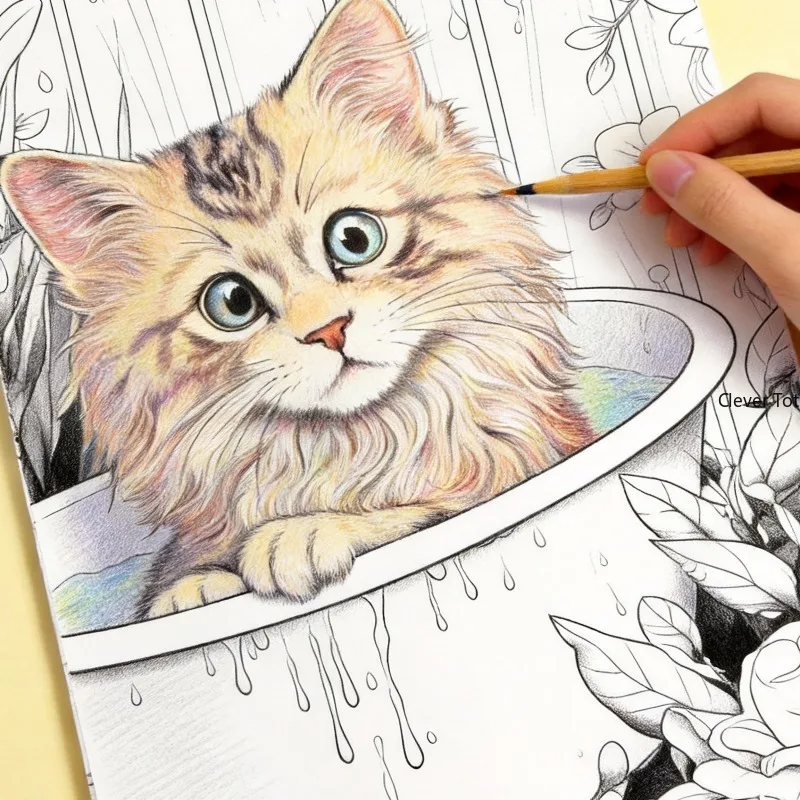 A Cat Themed Adult Sketchbook with 32 Different Cat Patterns, A Coloring Book for Tracing, Thick Paper Large-sized Drawing Book