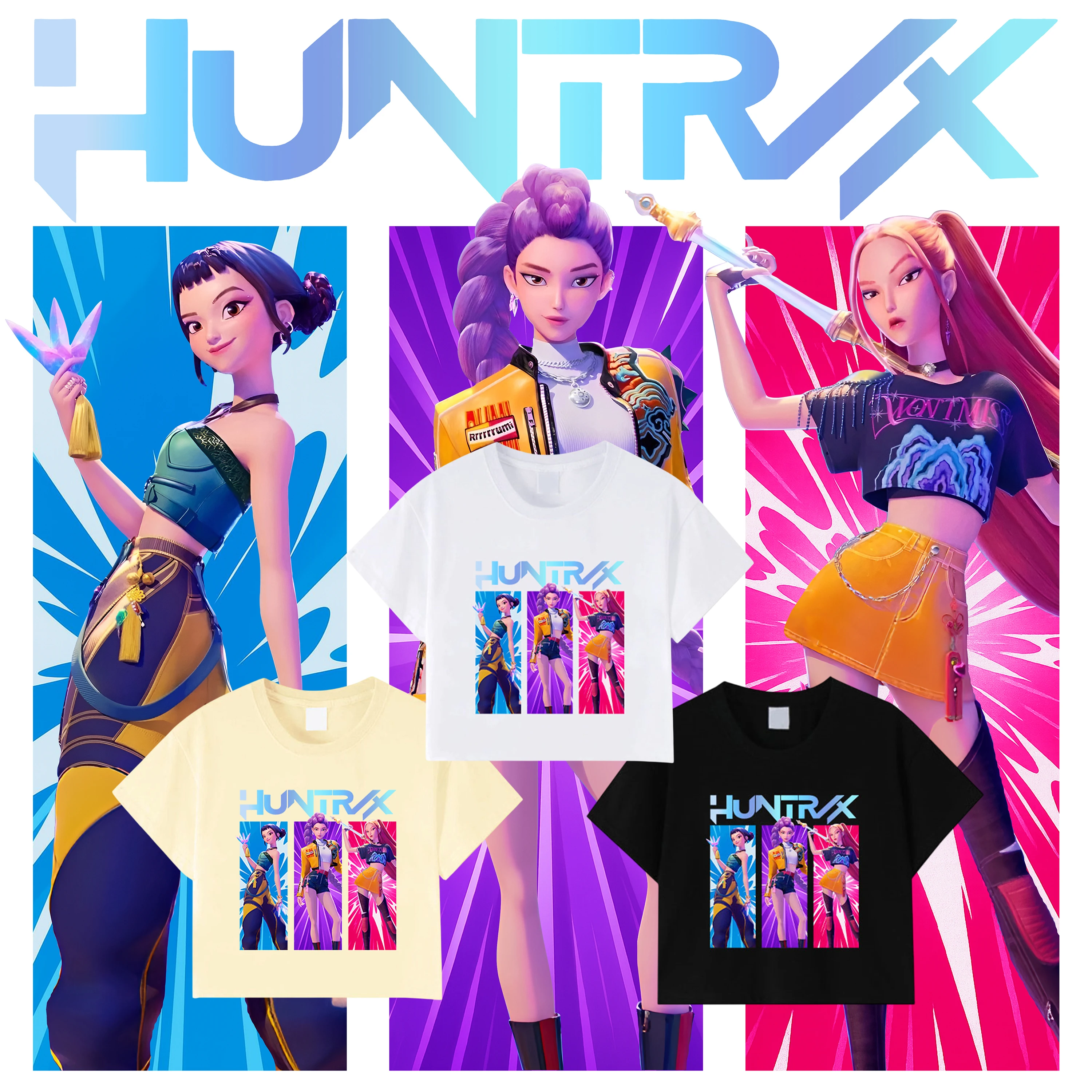 

Футболка K-POP «Охотники на демонов», одежда с короткими рукавами для горячих девушек, кавайные модные топы, трендовый аксессуар для милых девушек, периферийные устройства из фильма, подарок