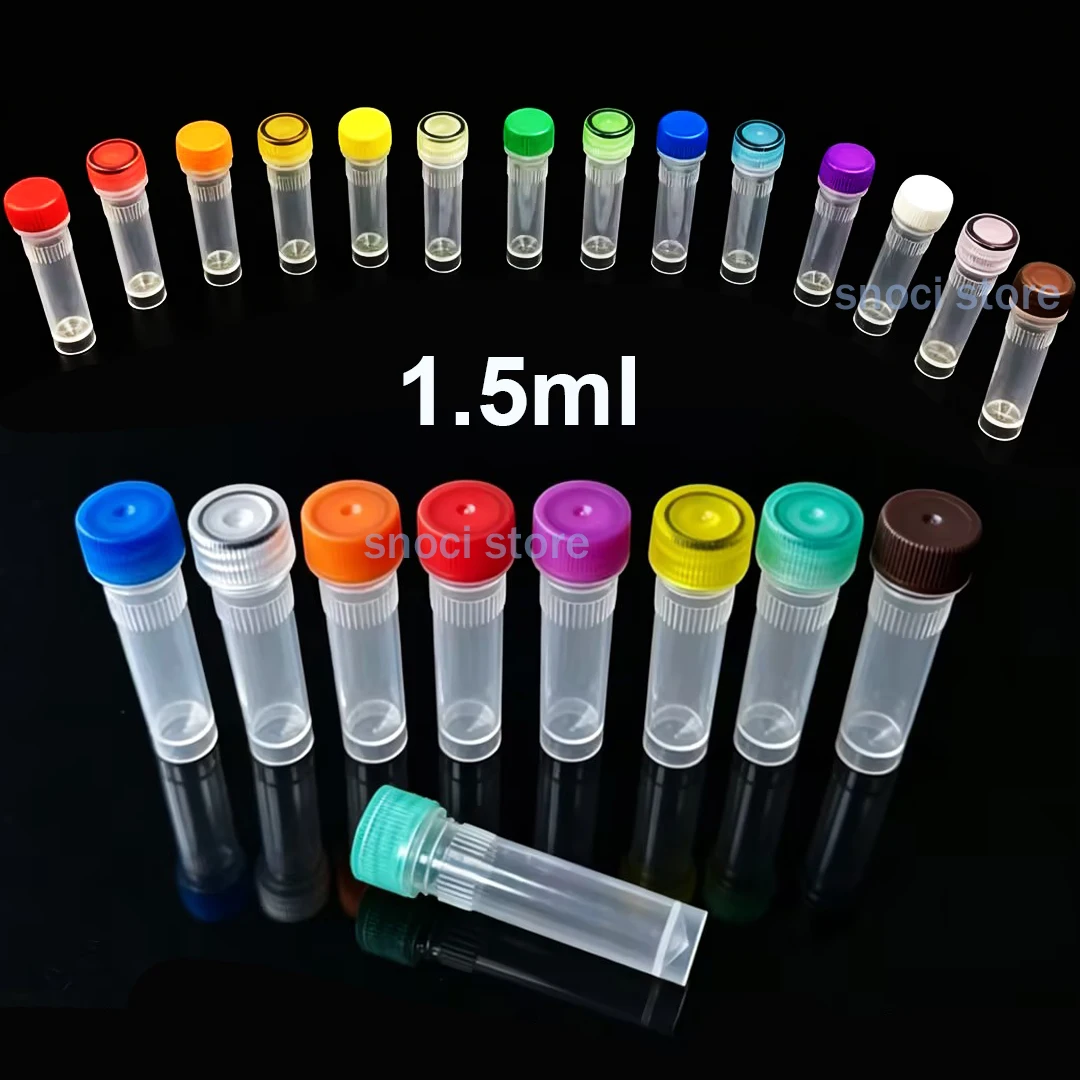 1.5ml Plastic Cryopreservation Tube Cryotube Freezing Tubes Centrifuge Tube Volume Vials Bottles With Silicone gasket ,100/50Pcs