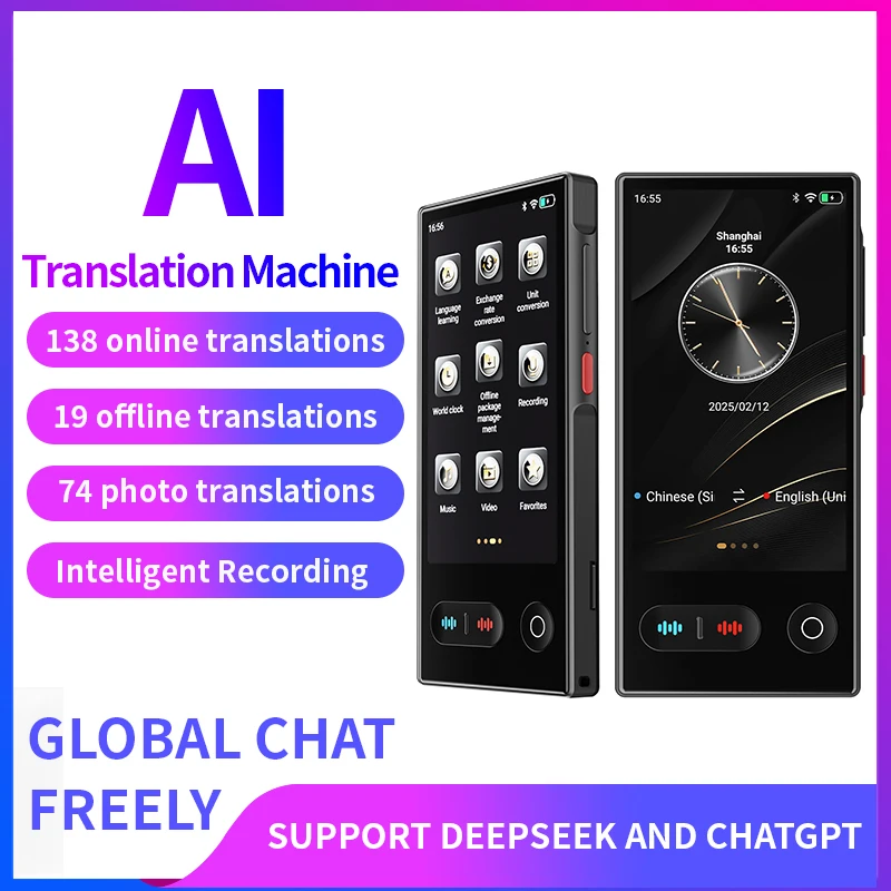 Dispositif de traduction linguistique 148 langues en temps réel, traducteur portable IA ChatGPT intelligent avec fonction photo
