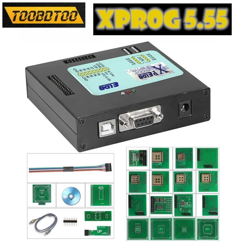 2025 Newest Xprog M V5.55 X-PROG M Box ECU Programmer Chip Tuning Tool With Full Adapters Supports CAS4 Cars Black Metal Box