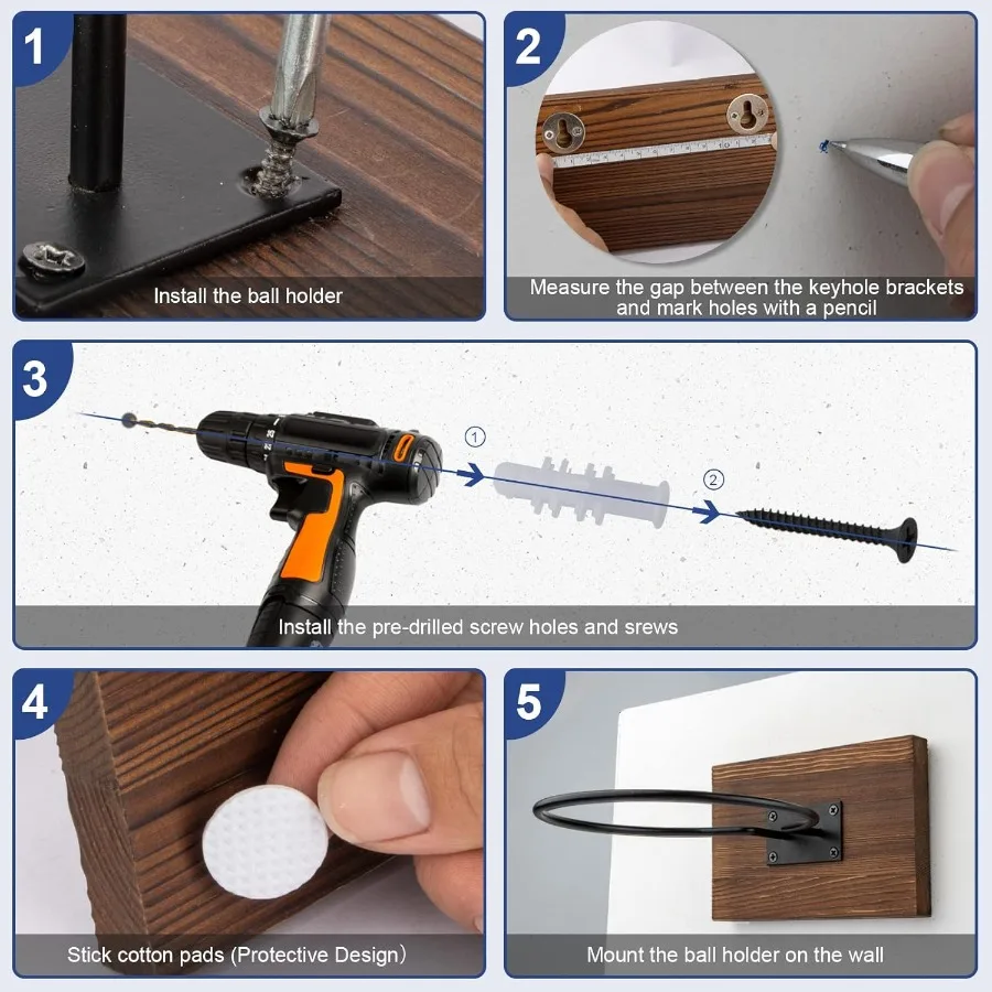 Держатель мяча, настенное крепление, подставка для мяча, дисплей для хранения баскетбола, футбола, волейбола