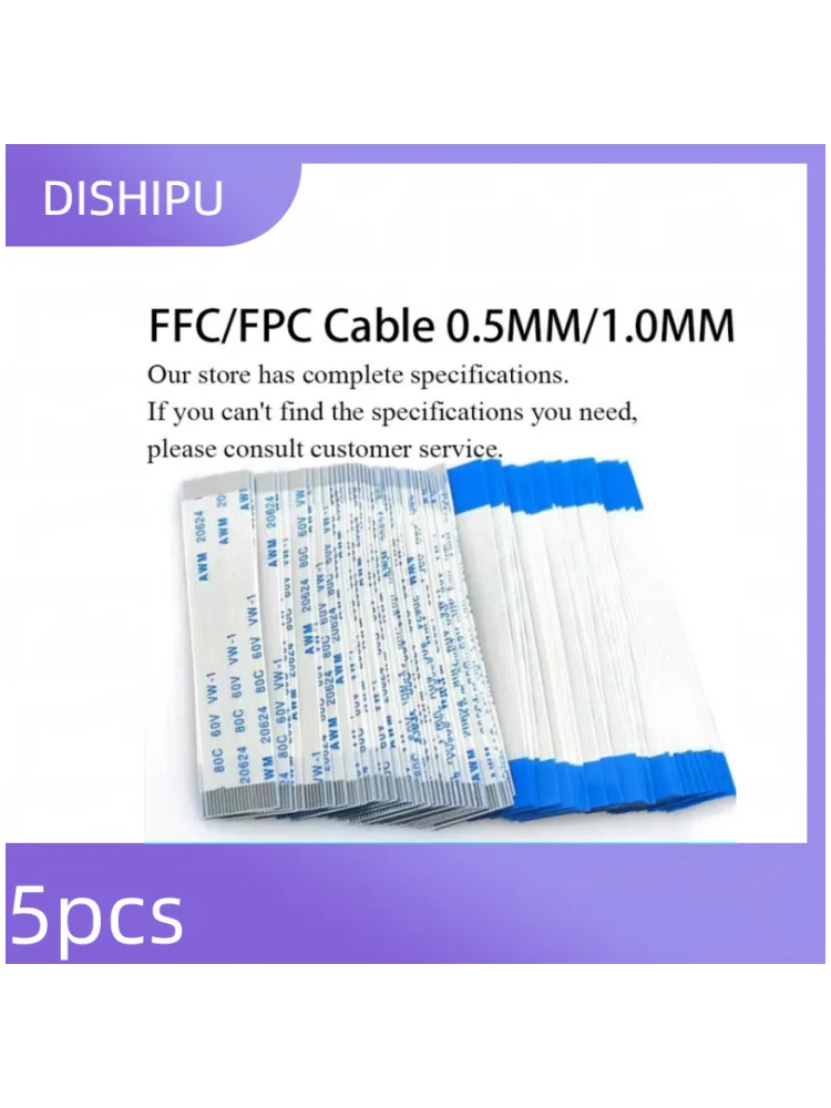 Cable plano Flexible de cinta FFC, 5 piezas, 4P/28P/29P/30P/32P/34P/36P/38P-44P/ Pines paso de 0,5 MM, 1,0 MM, tipo A de longitu