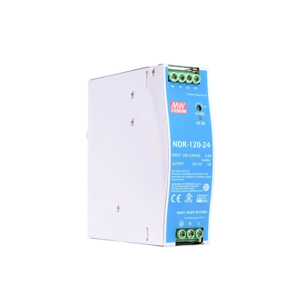 Imagem -02 - Mean Well Industrial Din Rail Montado 120w Slim Saída Única Switching Power Supply 12v 24v Ndr120-12 Ndr-12024 Ndr-12048