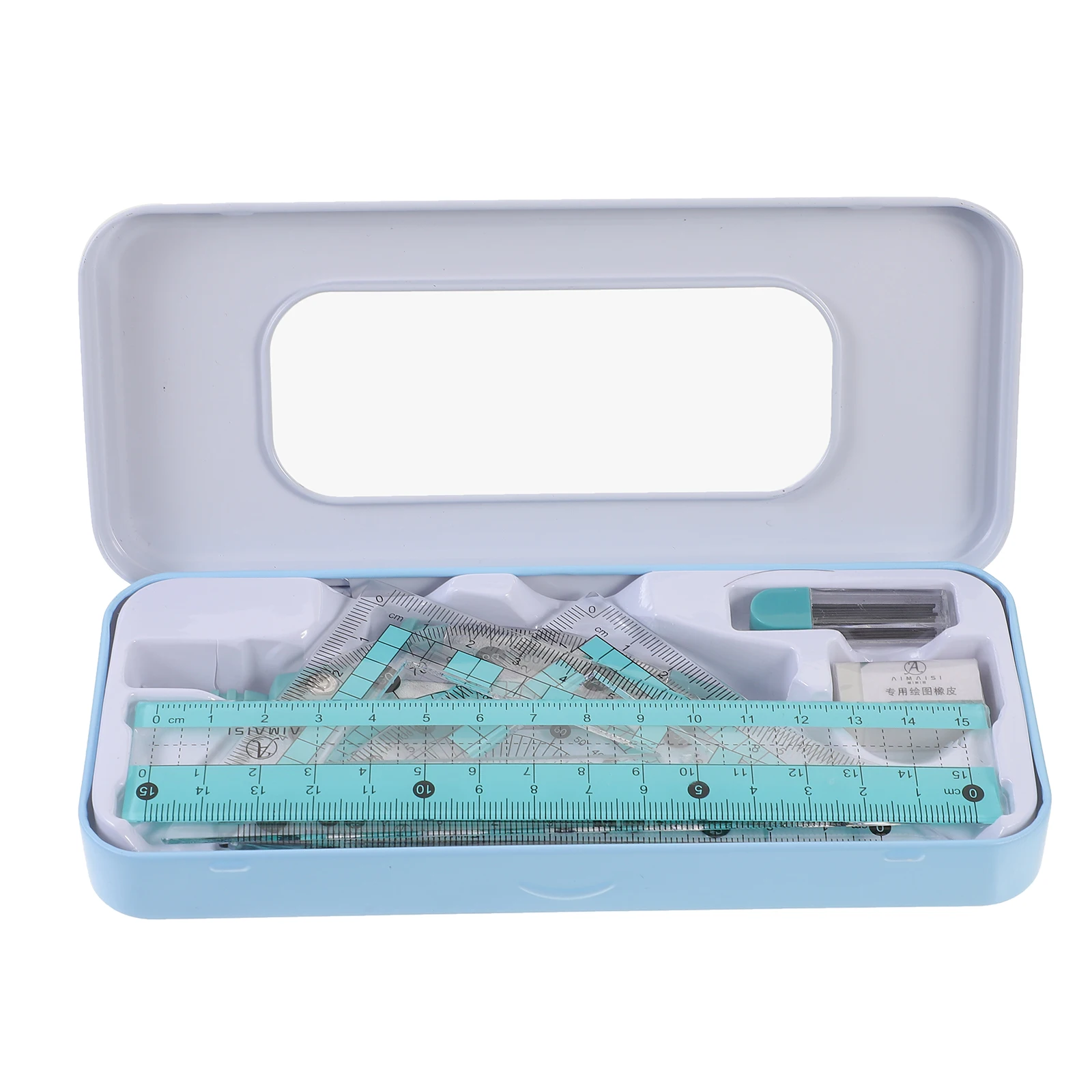 

1 set Geometry Set Multi Functional Ruler Kit Compass Protractor Triangle Board Plastic Kids Drawing Stationery Office
