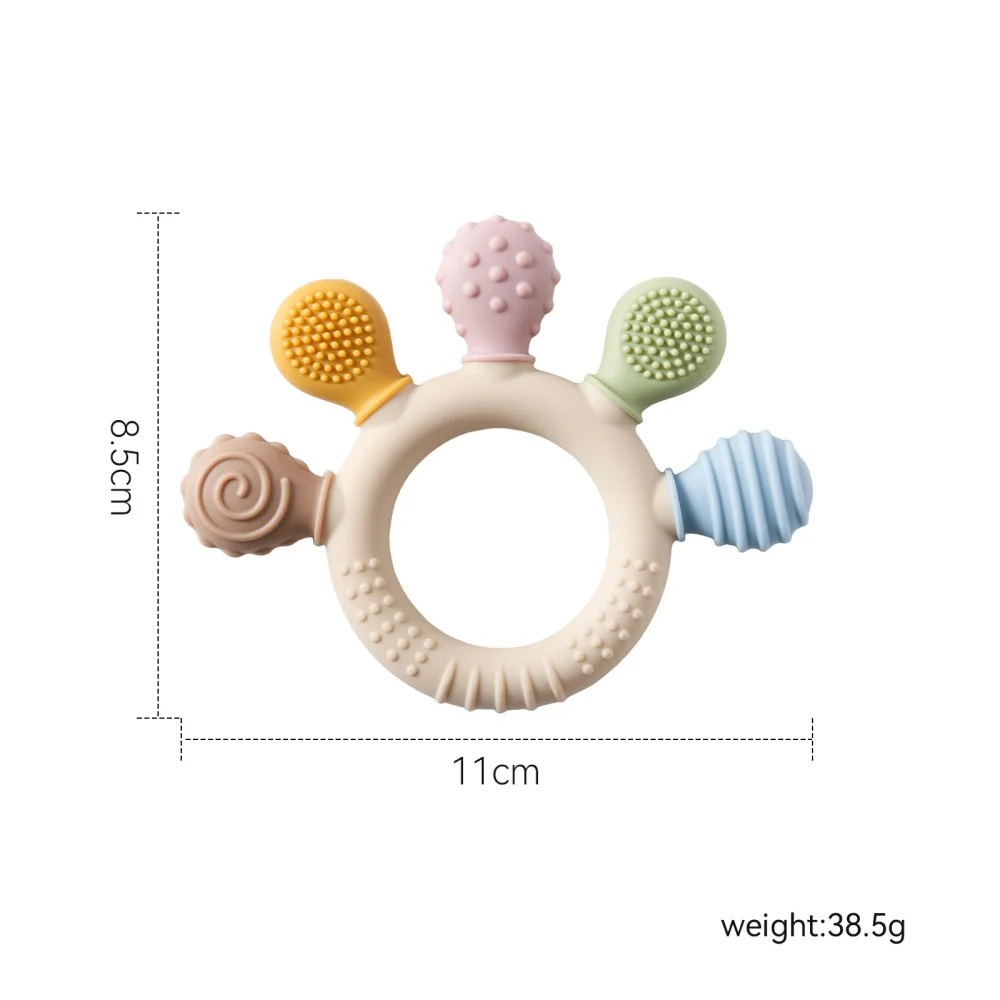 0 12 Months Toys Baby Silicone Teether Anxiety Teething Toys Food Grade Silicone Ring Bracelet for Baby Soothing Tooth Chew Toys view 6