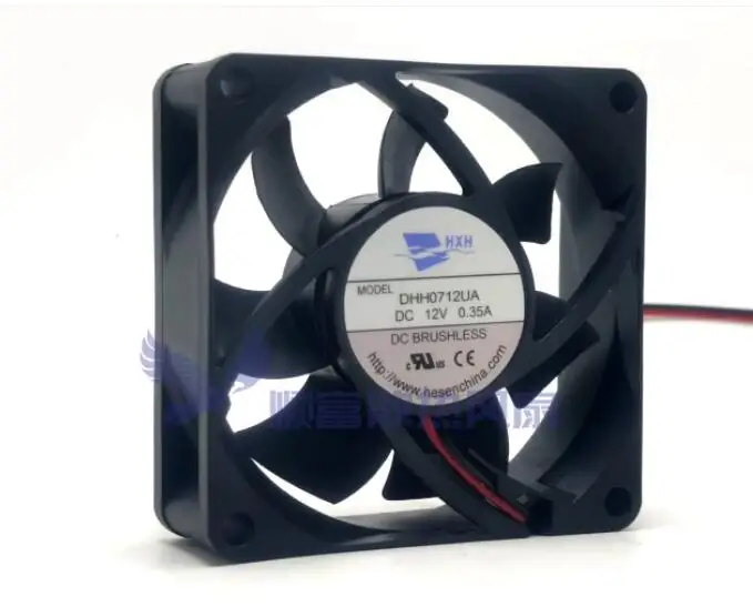 HXH DHH0712UA DC 12V 0.35A 70x70x25mm 2-Wire Server Cooling Fan