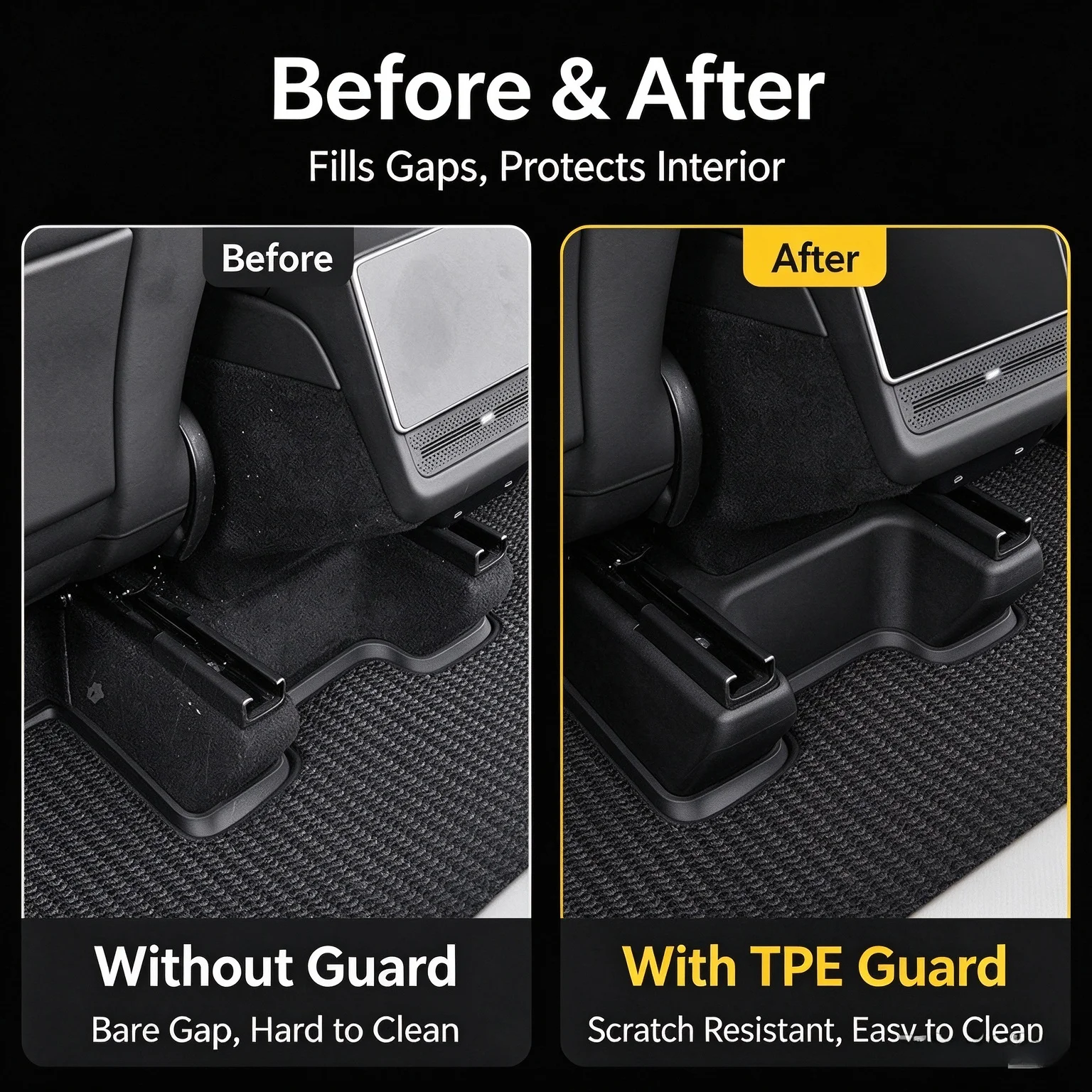 For Tesla Model Y Juniper 2025 2026 Under Seat Corner Guard Protector TPE Anti Kick Seat Rail Cover Interior Modification Access