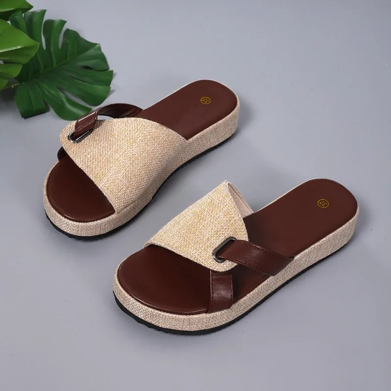 New Chunky Platform Sandals for Women, Plus Size, Color Block, Unique and Trendy, Summer Outdoor Wear, One-strap Beach Sandals