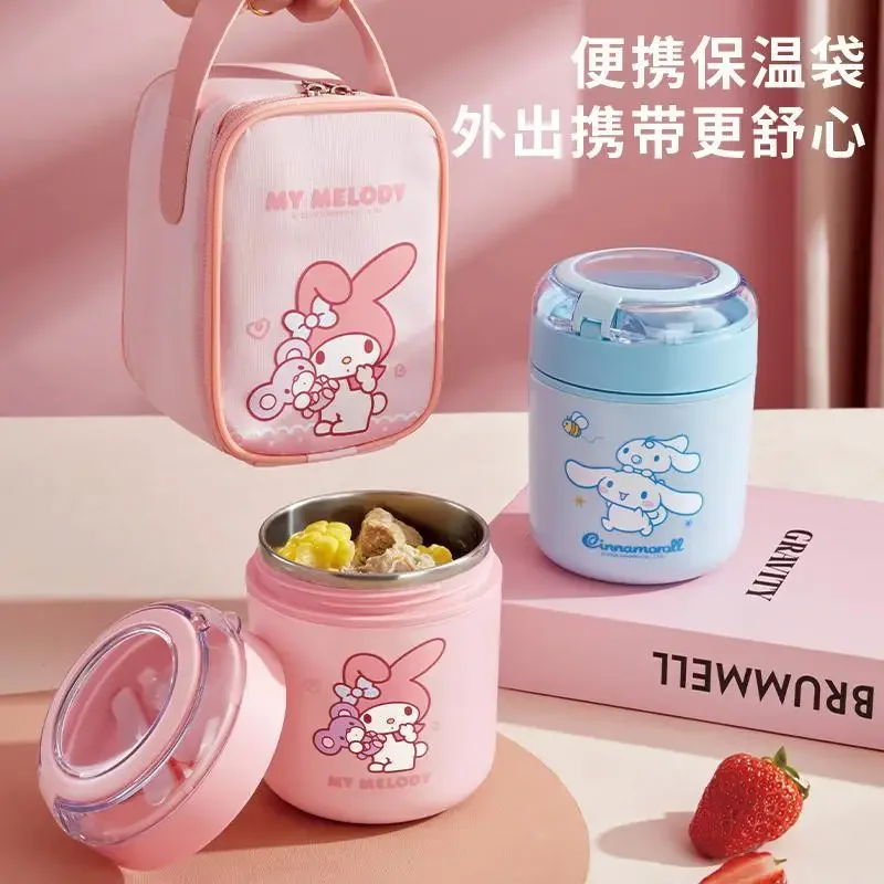 

MINISO Anime Kawaii Cinnamoroll Ins Stainless Steel Insulated Breakfast Cup Cute My Melody Students Milk Cup Bottle Gifts Toys