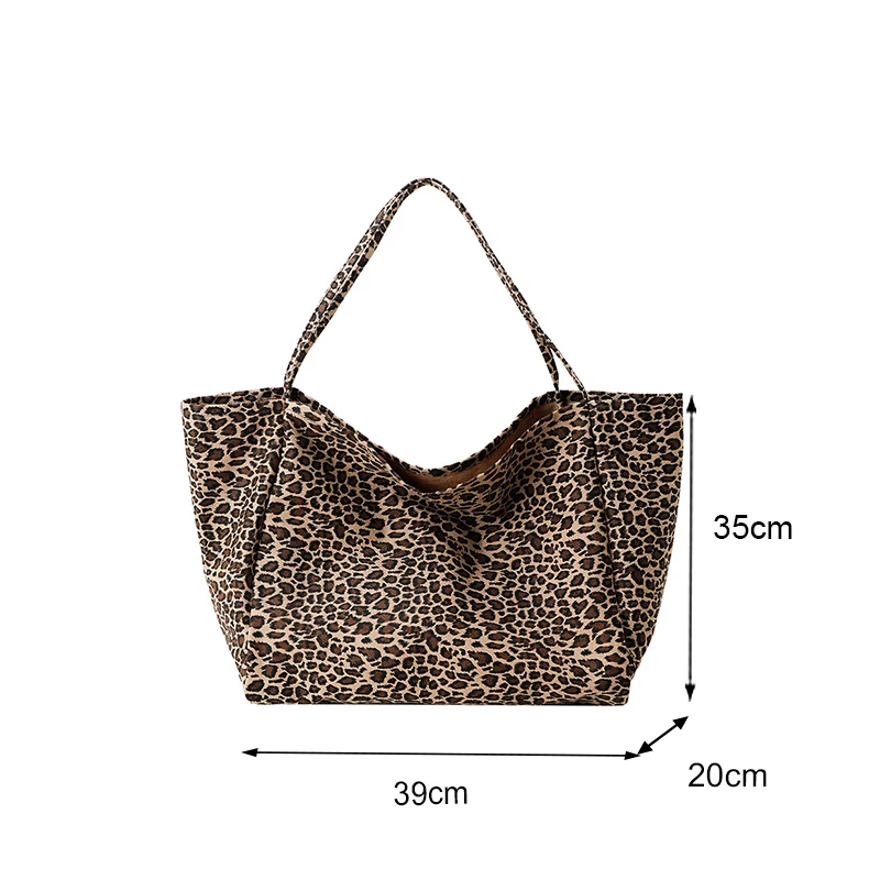 Fashion Women\'s Shopping Handbag Leopard Pattern Crossbody Bag Large Capacity Shoulder Bag Simple Canvas Female Bags