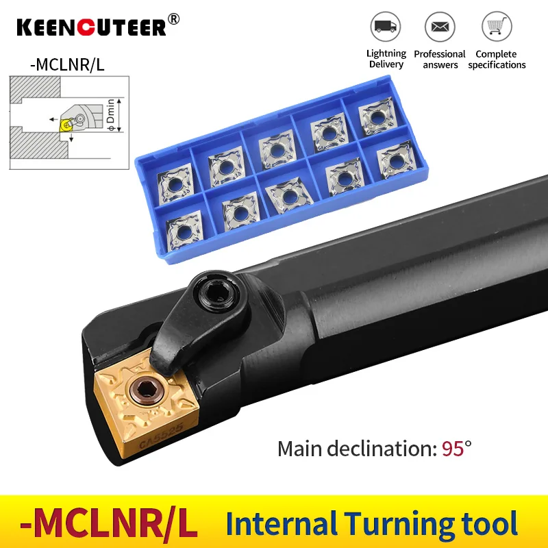 1pc S16Q-MCLNR12 S20R-MCLNR12 S25S-MCLNR12 Internal Turning Tool Holder CNMG12 Carbide Inserts Lathe Bar CNC Cutting Tools Set