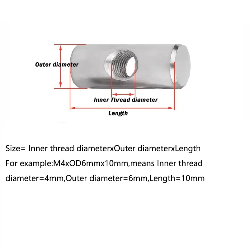 M4 M5 M6 M8 304 Stainless Steel Cross Hole Barrel Nut Wood Furniture Embedded Locking Long Nut Cylindrical Pin Dowel Hammer Nuts