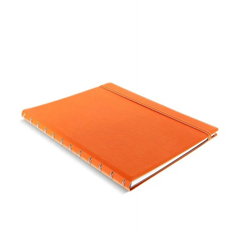 A + Filofax Tamanho A4 Recarregável Couro-Olhar L governado Caderno Livro Diário Laranja -115025