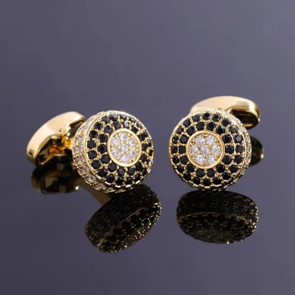

Round White Rhinestone Cufflinks Fashion Neutral Shirts Suit Accessories Travel Commemorative Advertisements Promotional Gifts