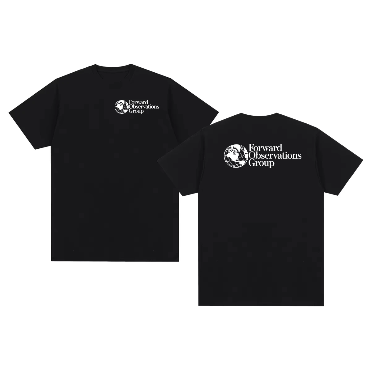 2026 Summer Forward Observations Group T-shirt Men's Black Cotton Tshirt Front Back Globe Print Streetwear Casua
