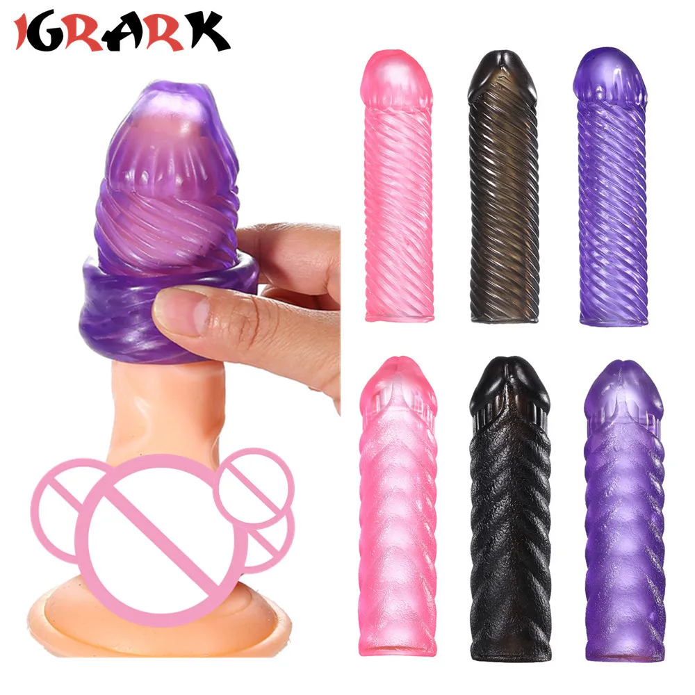 Reusable Silicon Condom Spike Dotted Penis Sleeve Enlargement Adult Sex Toys For Men Dildo Pump Cock Glans Trainer Erotic Games