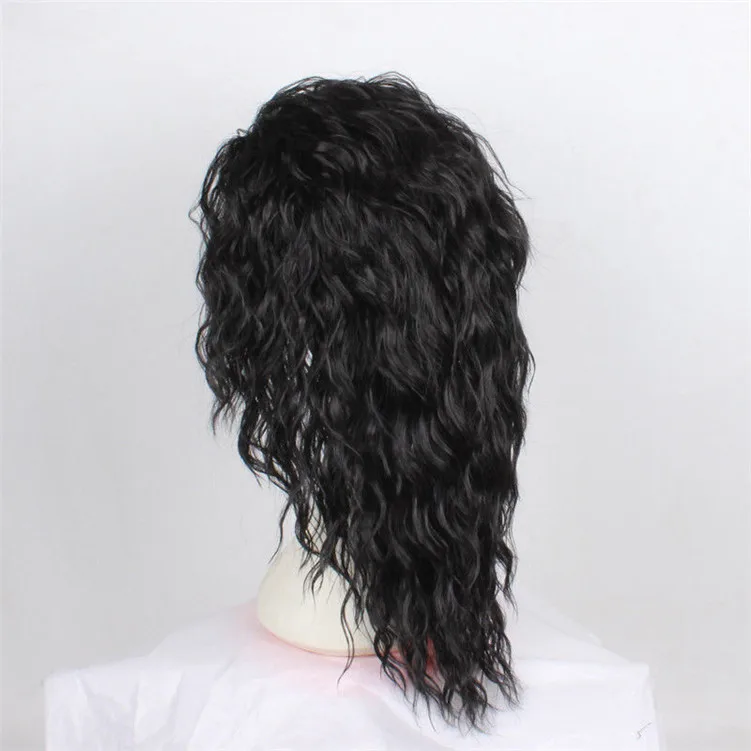 Michael Cosplay Black Wig Michael Role Play Medium Long Curly Black Hair Wig Halloween Cos Wigs