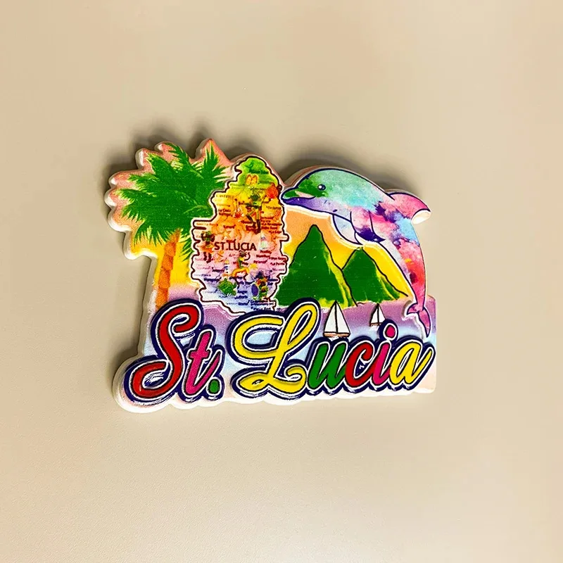 1pc, Saint Lucia 3D - East Caribbean Sea Island Scenery Magnetic Refrigerator Clip - Travel Souvenir