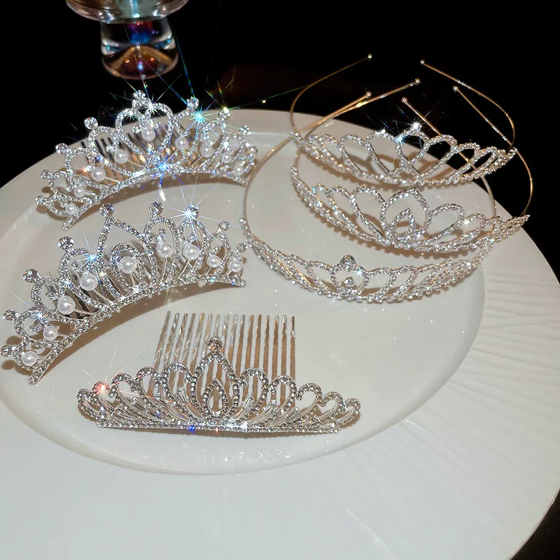 Rhinestone Crystal Hair Comb Crowns For Women Queen Headbands Princess Hair Accessories Bridal Headdress Wedding Jewelry