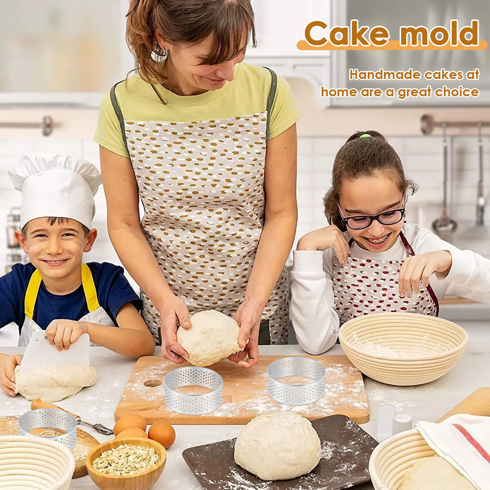 A88X, 10 шт., 5 см, кольцо для пирога из нержавеющей стали, термостойкое перфорированное кольцо для мусса для торта, круглые кольца, инструменты для выпечки пончиков