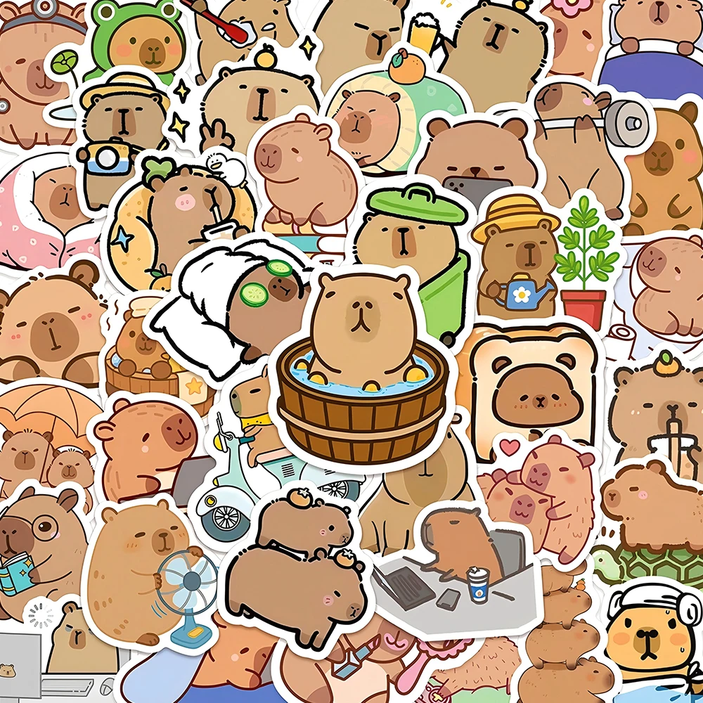 10/30/50pcs Animale Sveglio Capibara Adesivi Kawaii Del Fumetto Decalcomanie Per Bambini Giocattoli Cassa Del Telefono Del Computer Portatile Frigo Scrapbook Decorazione adesivo
