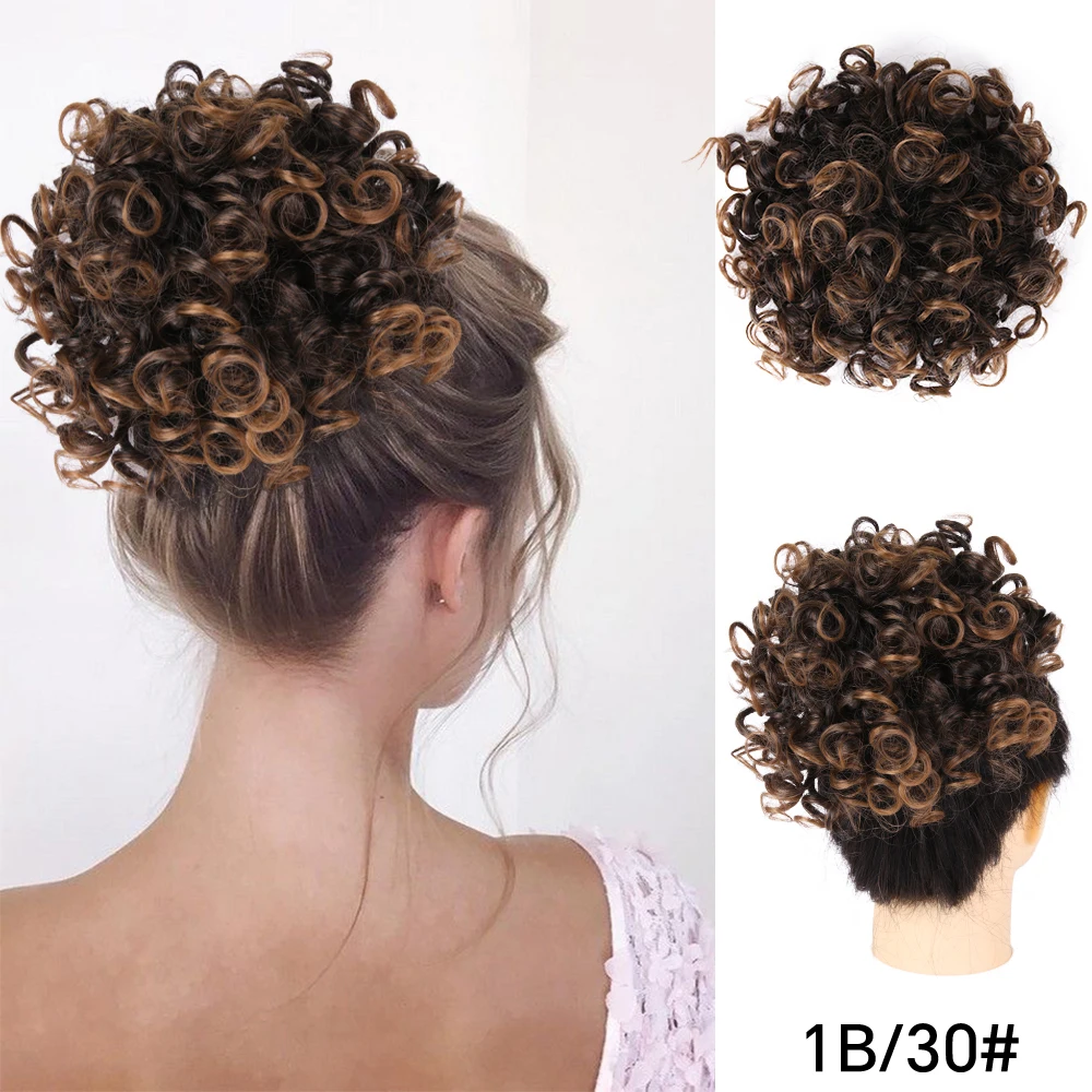 Women's Drawstring Curly Hair Bun Extension, Short Ponytail