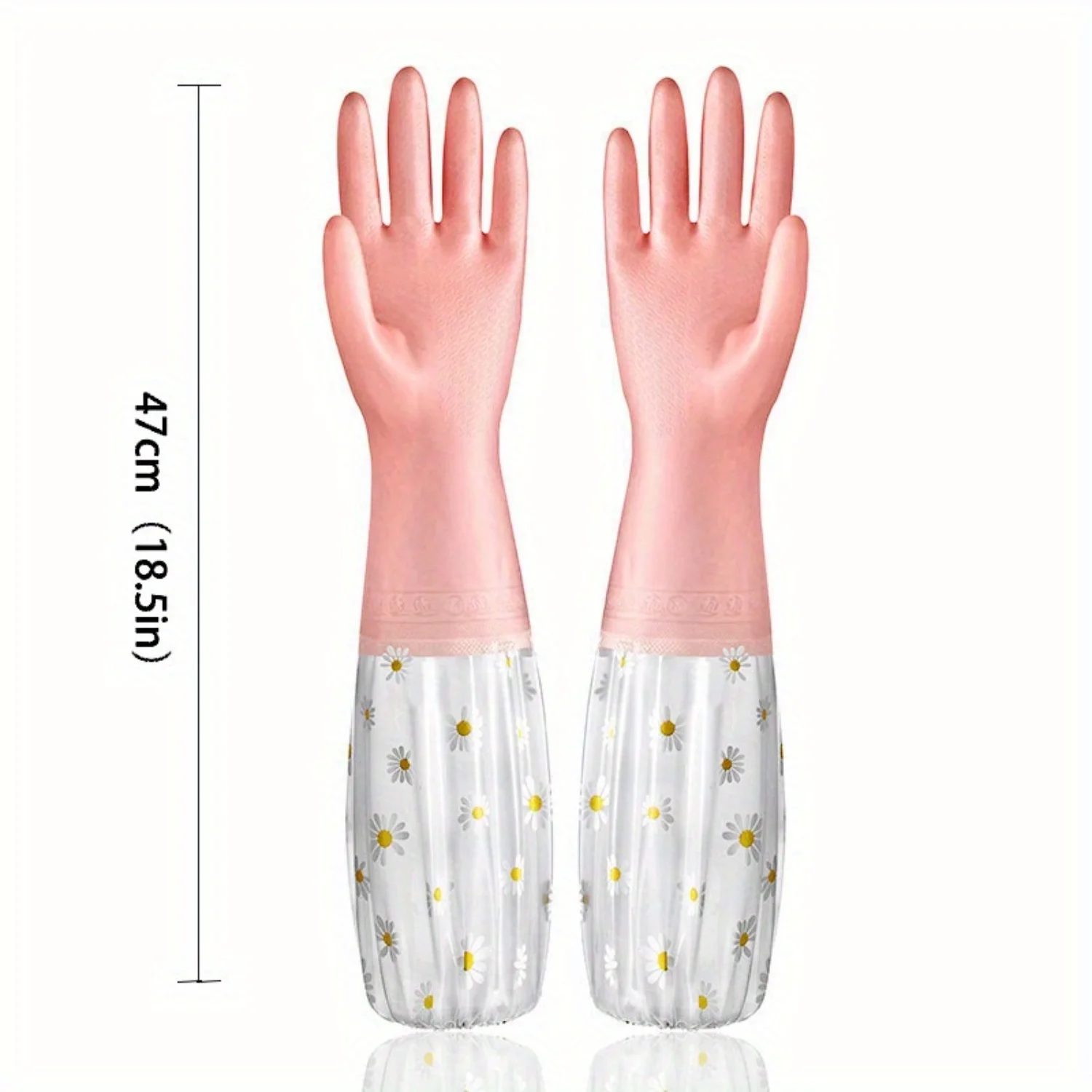 Guantes para mujer, tareas domésticas, guantes de lavandería duraderos, guantes largos, goma, impermeables para uso doméstico