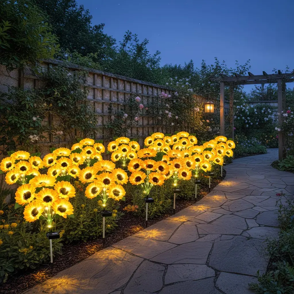 Solar Lights Outdoor Garden Decor with Sunflower Lawn Lamp Auto ON/Off for Patio Balcony Yard Fance Pathway view 6