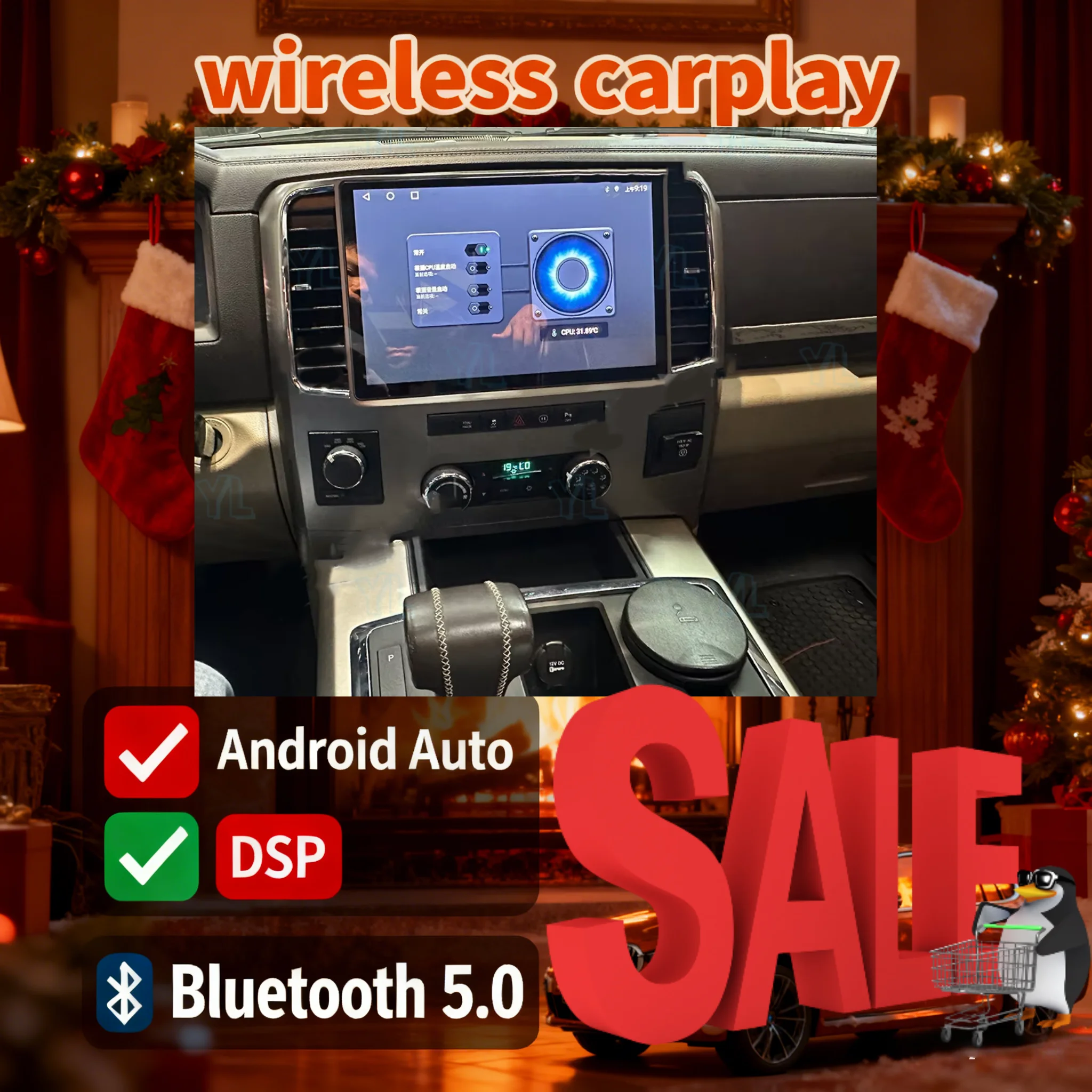 

S Android 14 для Dodge RAM 1500 2008-2018 Автомобильный радиоприемник QLED с сенсорным экраном CarPlay Мультимедийный плеер GPS Navi Головное устройство bluetooth 5.0