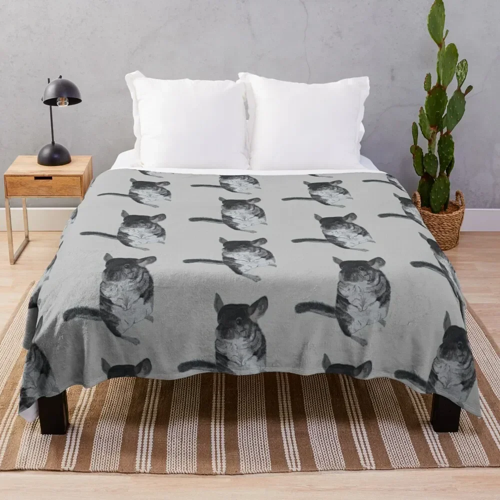 Grey Chinchilla Watercolor Throw Blanket Decoratives Extra Large Throw Luxury warm for winter Blankets