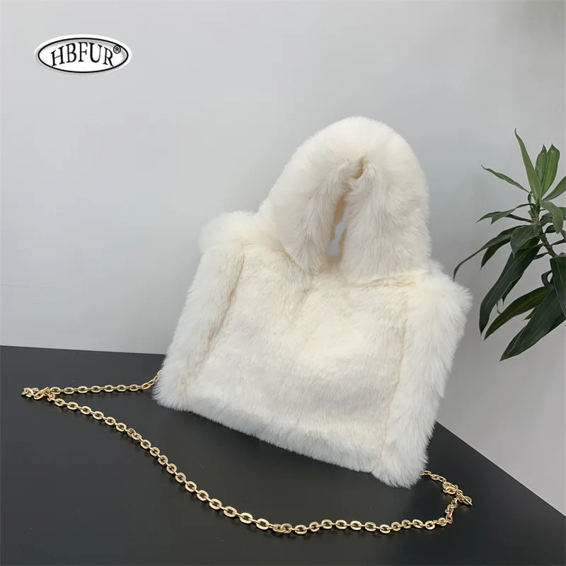 Fuzzy Pink Faux Fur Handbag Plush Square Shoulder Bags 2024 Winter Women\'s Crossbody Bag For Ladies Female Fluffy Handbags Purse