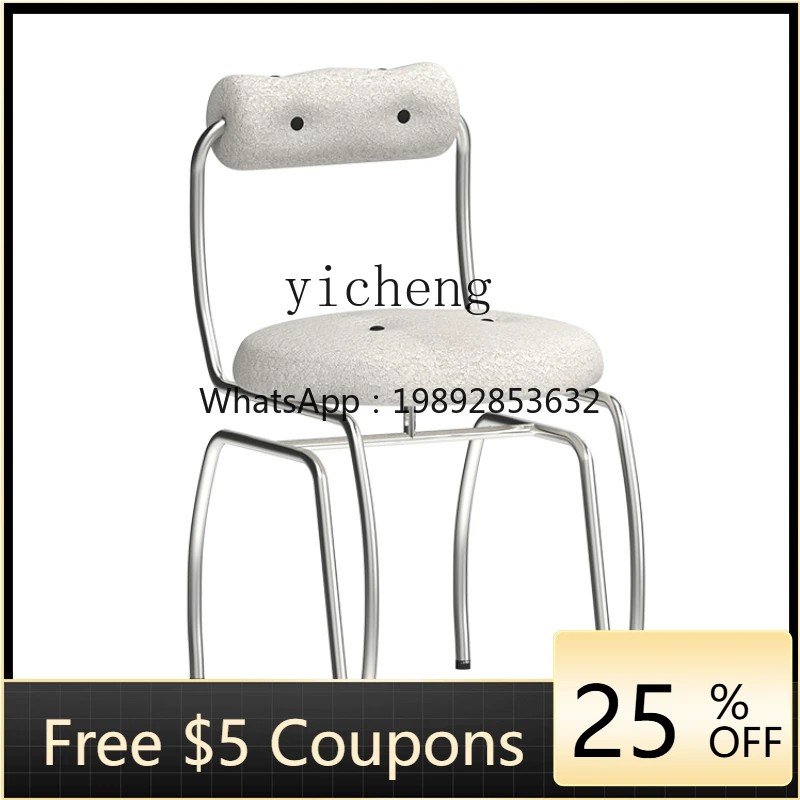 

ZXl Mid-Ancient Dining Chair Small Apartment Cream Fengke Restaurant Lambswool Armchair