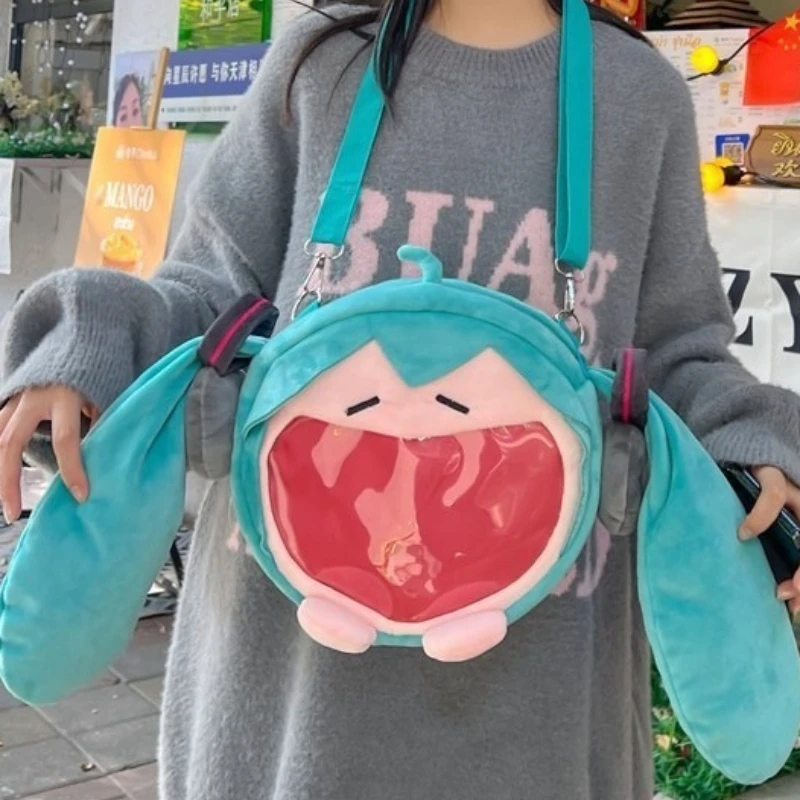 日本のかわいい初音ミクぬいぐるみショルダーバッグクリエイティブ漫画大きな口の形初音周辺機器ポータブル収納袋ギフト