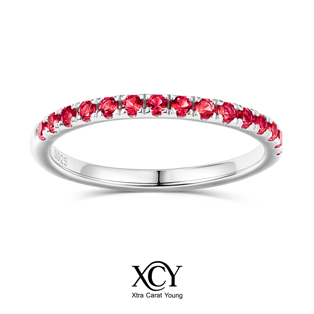 

Кольцо XCY с рубином круглой огранки 1,75 мм для женщин, серебро 925 пробы, штабелируемое, полукольцо, модные ювелирные аксессуары