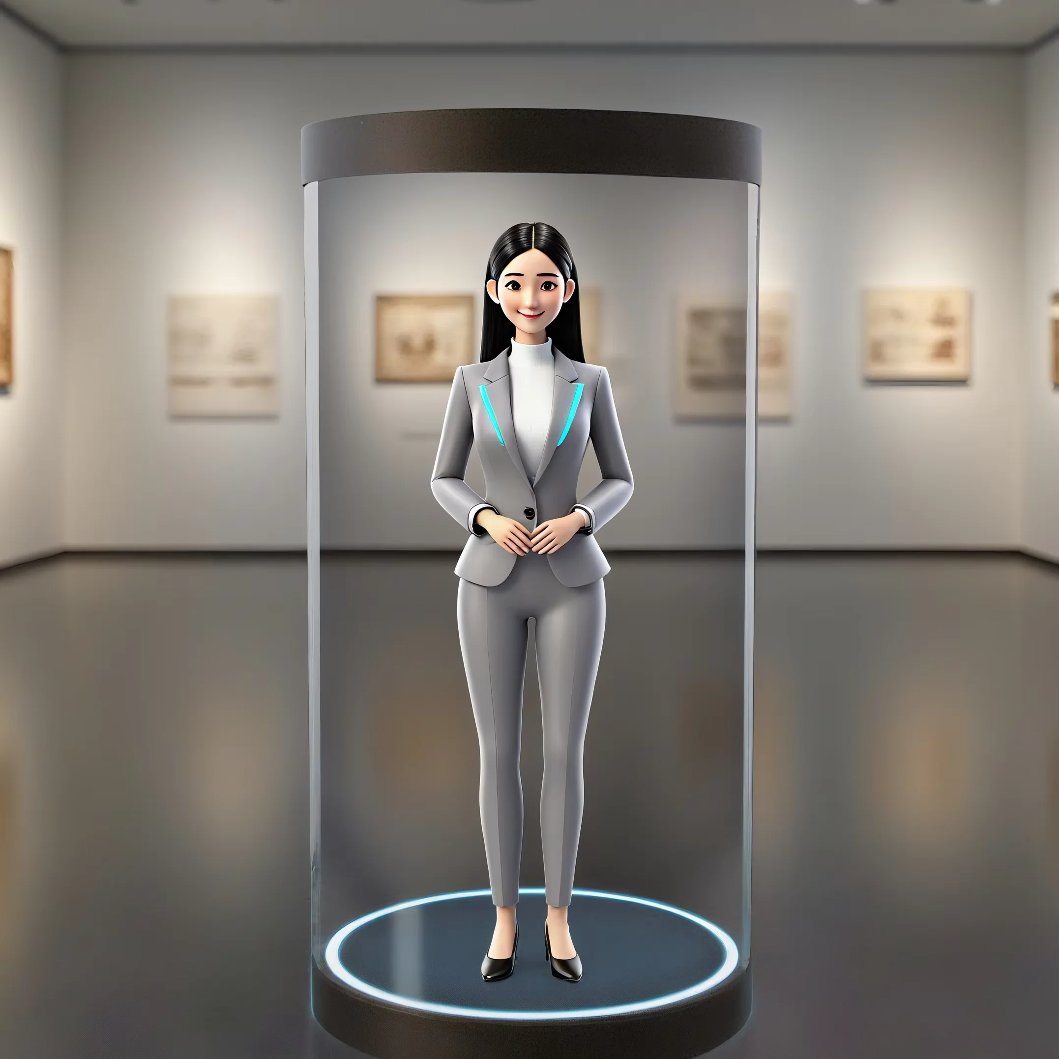 75inch Holo Tube Human Size Hologram Equipment for Museum Smart Guide Hologram Projection Display Hologram Cylinder