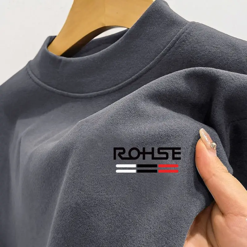 Double-sided Velvet High-necked Bottomed German Velvet Long-sleeved T-shirt, Autumn and Winter Velvet Thickened Warm Clothes
