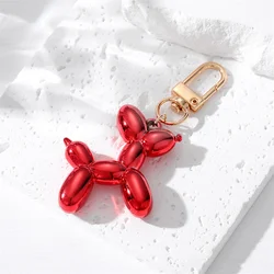 Trendy Multicolor Resin Balloon Dog Animal Laser Keychains Gold Color Metal Keyring Couple Key Ring Bag Jewelry Gifts 4*8cm