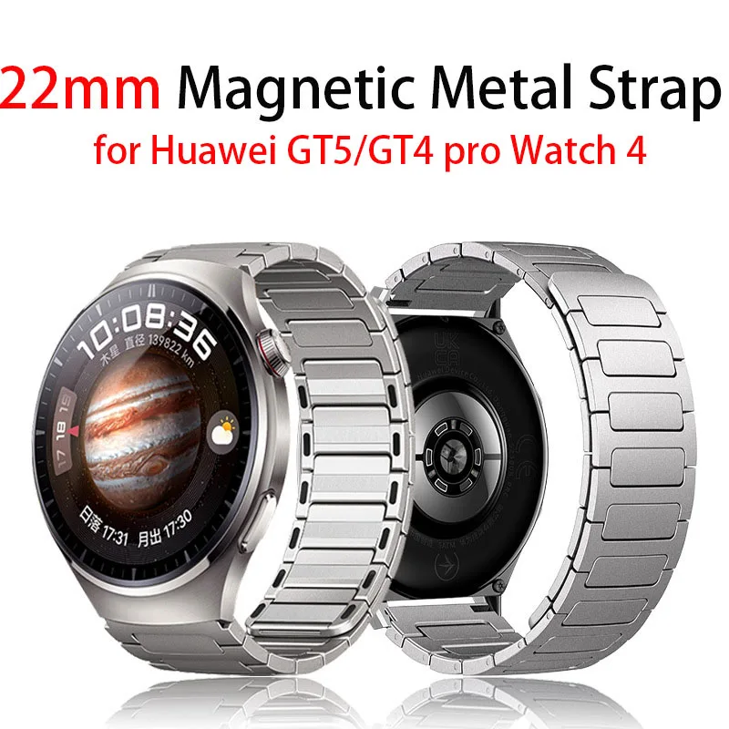 

Роскошный магнитный металлический ремешок 22 мм для Huawei GT5/GT4 Pro 46 мм, часы 4/4 Pro, браслет из нержавеющей стали для Amazfit Balance, мужской ремешок