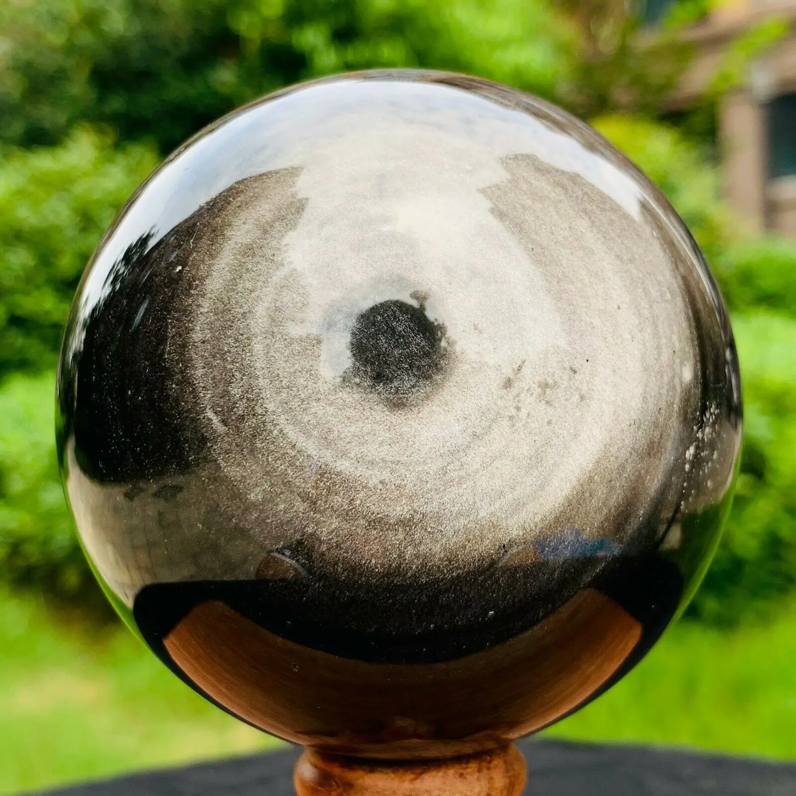 NATURAL SILVER OBSIDIAN SPHERE QUARTZ CRYSTAL BALL GEMSTONE HEALING