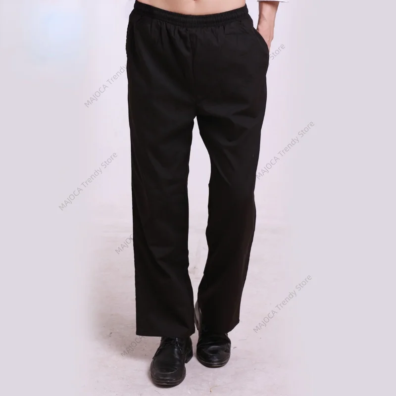 黒シェフパンツレストランキッチンスタッフ作業服ズボンルーズシェフ服調理キッチン服男性用