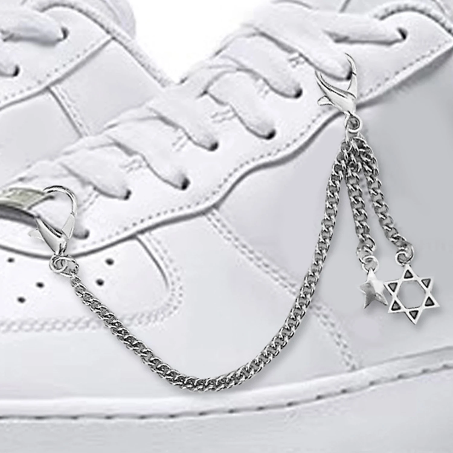 1PC Metal Shoe Chain Punk Shoe Chain Shoes Charm Accessories DIY Detachable Silver Shoe Decoration Simplicity