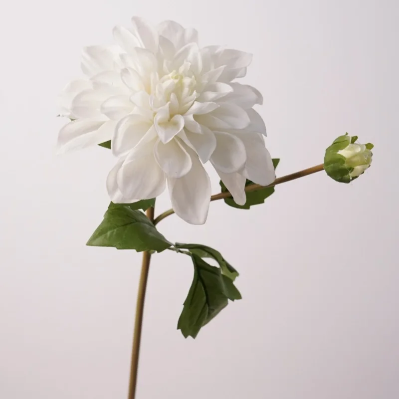 4 Stück feuchtigkeitsspendende Dahlienblumen mit 2 Blütenköpfen, Heimdekoration, echt anfühlende Blumen, Brautstrauß, Hochzeitstisch-Blumenarrangement, Dahlie – Detail 3