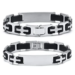 Personalized ID Men Bracelets Stainless Steel Engraved Bangle Bracelets for Mens Jewelry for Boyfriend