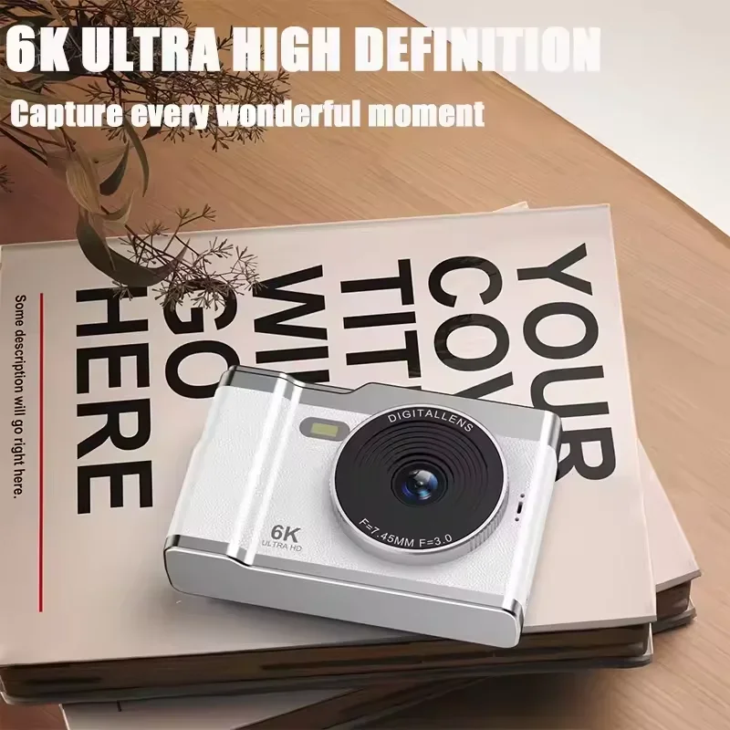 6K HD Digital Camera 2.4in IPS Display 8X Zoom 64MP Video Camera With Fill Light 4K Selfie Camera For Kids Students Teens 2025