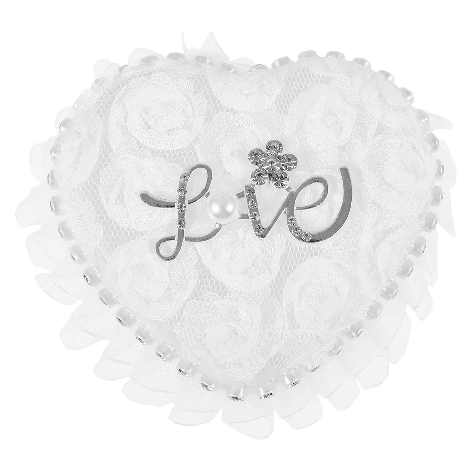 

Heart Shape Ring Box Decorative Lace Jewelry Case for Wedding Anniversary Valentine's Day Proposal Sturdy Plastic Fabric Design